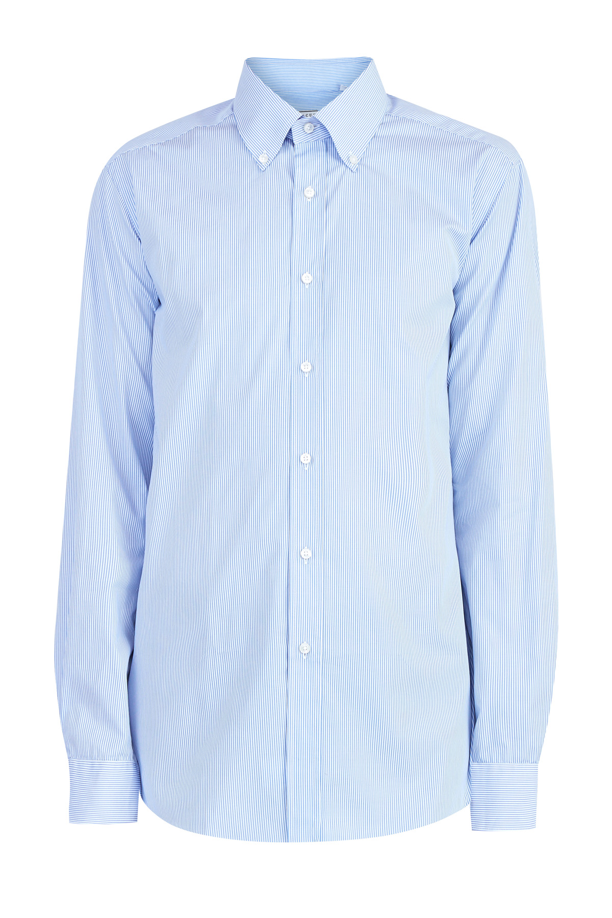 Базовая рубашка в полоску из поплина с кручением нити 100/2 XACUS, цвет голубой, размер 50;54;52 Базовая рубашка в полоску из поплина с кручением нити 100/2 - фото 1